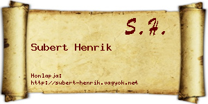 Subert Henrik névjegykártya
